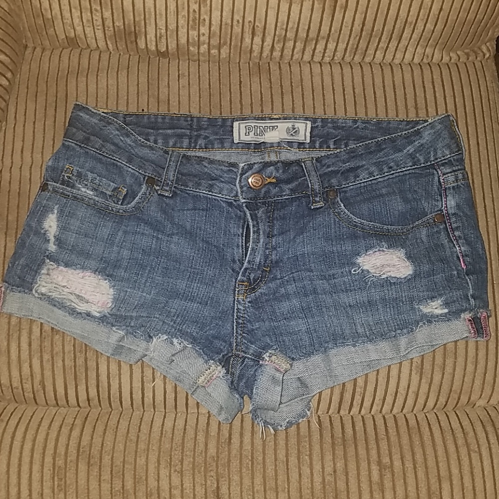 Victoria secret pink jean shorts size 4 - Picture 1 of 4